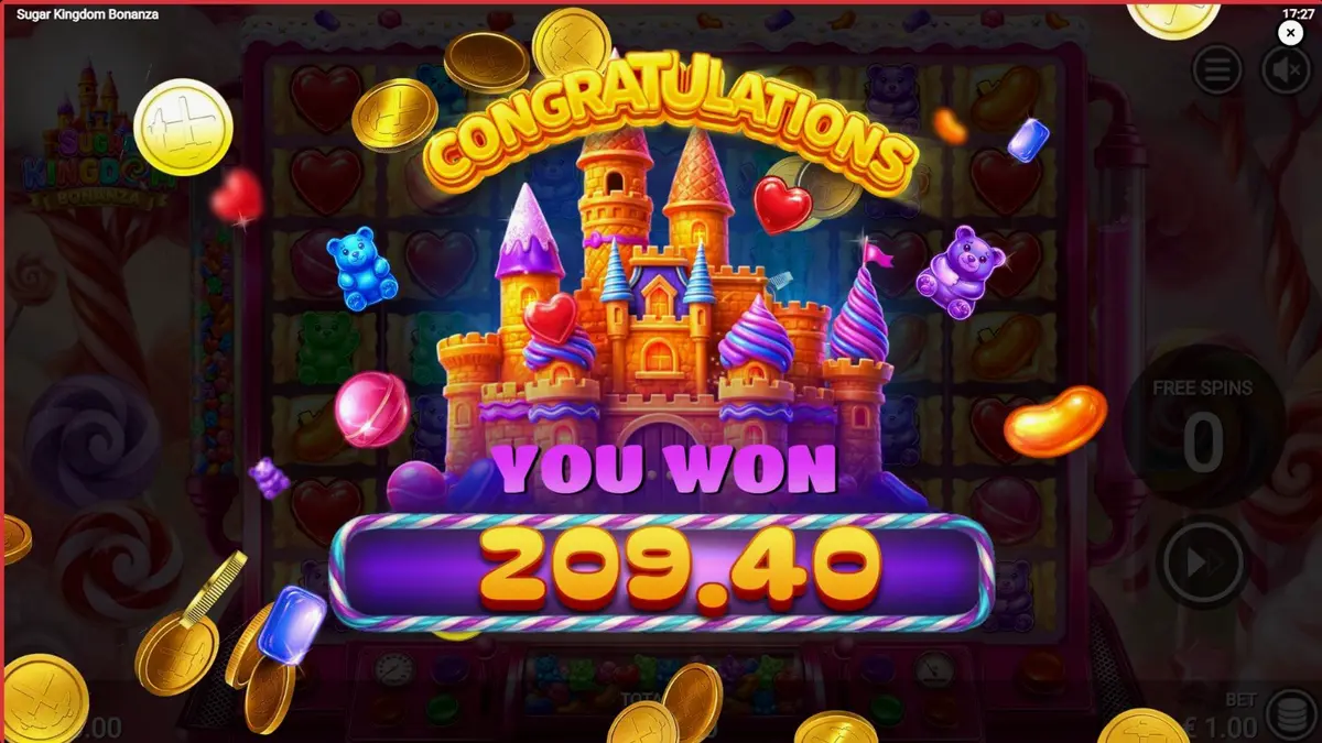 Tampilan visual Sugar Kingdom Bonanza dengan latar belakang kerajaan permen yang penuh warna